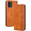 RonRun Cover Motorola Moto G72, Custodia a Libro con Supporto Stand e Slot Porta Carte Case a Portafoglio Magnetica in Pelle PU Adatto per Motorola Moto G72, Marrone