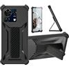 Aroepurt Custodia per ZTE blade V50 Vita 4G Cover Custodia Case Ibrida [Con protezione dello schermo in vetro temperato] [supporto magnetico pieghevole] [resistente alle impronte digitali smerigliato] Nero