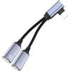 Generic Sdoppiatore di tipo C - Adattatore USB C a USB C in lega di alluminio, doppio adattatore splitter USB'C femmina, adattatori audio per auricolari tipo C 2 in 1, adattatori per cuffie divisi per la