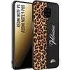 CUSTOMIZZA - Custodia cover nera morbida in tpu compatibile per Xiaomi Redmi Note 9S - Note 9 PRO custom nome scritta leopardato maculato donna marrone leopard