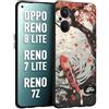 CUSTOMIZZA - Custodia cover nera morbida in tpu compatibile per Oppo Reno 7 Lite - 8 Lite - 7Z giapponese lago carpa koi rossa con foglie d'acero rosso disegnata tattoo