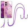 SNCLET Cover per Motorola Moto G24 Custodia con Collana Regolabile Crossbody Cover Lanyard Collana Antiurto Anti Scratch TPU Edges Necklace Custodia per Motorola Moto G04/G24 Shockproof,Viola D'oro2