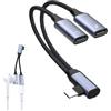 Kirdume Adattatore da USB C a USB C, cavo sdoppiatore USB C | Doppio adattatore per cuffie e caricabatterie | Adattatore split di ricarica USB C 2 in 1, adattatore audio per auricolari di tipo C per uomini do