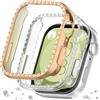 DEALELE Confezione da 2 cover per orologio compatibile con Huawei Watch FIT 3, con brillantini, singola riga di diamanti e policarbonato, ricambio per Huawei Fit 3 Watch (oro rosa + trasparente)