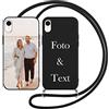 Yoedge Cover con Cordino per Apple iPhone XR Personalizzata 6,1, Custodia con Laccio Collana Custodie Personalizzabile con Foto Testi Immagine Personalizzate Nero Custom per iPhone XR Case