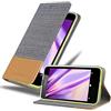 Cadorabo Custodia Libro per Nokia Lumia 630 in GRIGIO CHIARO MARRONE - con Vani di Carte, Funzione Stand e Chiusura Magnetica - Portafoglio Cover Case Wallet Book Etui Protezione