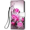HopMore Cover a Libro per Huawei Honor 9 Lite in Pelle con Silicone Morbido Custodie Disegni Custodia Antiurto 360 Gradi Accessori Portafoglio Leather Flip Case - Fiori Rosa