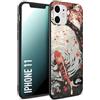 CUSTOMIZZA - Custodia cover nera morbida in tpu compatibile per iPhone 11 giapponese lago carpa koi rossa con foglie d'acero rosso disegnata tattoo