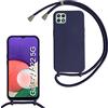 Beajew Custodia per Samsung Galaxy A22 5G Cover con Regolabile Rimovibile Corda da Catena Collana Necklace Antiurto Cordino Collari per Samsung Galaxy A22 5G, Blu Scuro