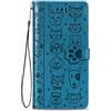 Fertuo Cover per Realme 8i, Custodia Portafoglio a Libro in Pelle Flip Cover con Porta Carte, Chiusura Magnetica [Disegni di Gatto Cane] Case Antiurto per Realme 8i, Blu