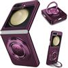 Yarxiawin Custodia per Samsung Galaxy Z Flip 6, Anello Supporto Magnetico Nero per Samsung Flip 6 Cover Antiurto Rugged Copertura Sottile Rigida PC e Silicone TPU Morbido Case (Viola)