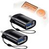 BoxWave Cavo compatibile con Flipper Zero - USB-C a A PortChanger (confezione da 2), Portachiavi portatile USB Type-C OTG USB - Nero ardesia