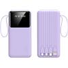 JUDEWY Caricabatterie Portatile Power Bank 20000mah Display Power Bank, Ricarica Veloce, Ricarica Veloce Del Telefono Cellulare Power Bank, 4 Corde Di Alimentazione Mobile (Viola)