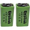 Electron 2 X Pila Batteria ricaricabile Ni-Mh 9V 300mAh 9 volt nimh accumulatore battery