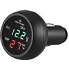 Asudaro Caricabatteria Da Auto Incorporato, Asudaro 3 In 1 Caricatore USB Per Auto Digital Lcd Termometro Adattatore Di Ricarica Smart Voltmetro Meter 12-24V Presa Caricabatteria Da Auto