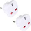OcioDual 2x Adattatores da Regno Unito a Europa, Adattatore da viaggio, Spina da tipo G a tipo E e F, Modello YD-9625, 221 V/13 A Bianco, Convertitore da 3 pin a 2 pin, Certificazione CE/RoHS