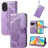 JIUNINE Cover per OPPO A38 4G / OPPO A18 4G, Custodia Interno TPU Antiurto Portafoglio con Disegni di Farfalla [Carta Fessura] [Supporto Stand] Cover Libro in PU Pelle per OPPO A38 4G, Viola