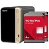 QNAP TS-264-8G-24WD-US NAS desktop ad alte prestazioni a 2 alloggiamenti con capacità di archiviazione di 4 TB, pacchetto HDD preconfigurato RAID1 WD Red Plus