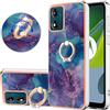 BLOTECH Glossy Marble Case for Motorola MOTO E13 Electroplating PC Cover + 360 Ring 2 in 1 Glitter Cute Phone Case Girls with Stand Hybrid Marble BackCover Shockproof Bumper Cases Ring Holder - Viola Marble