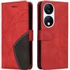 XINNI Cover Protettiva per Honor X7b Case, retrò Cellulare Custodia Libro Antiurto in Flip Pelle PU/TPU, Portafoglio Flip Magnetica, Rosso