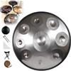 Generico Tamburo Per Handpan, Tamburo in Acciaio in D Minor 9 Note 22 Inches 432HZ/440 HZ, Handpan tamburo con custodia morbida per tongue per adulti(Silver,440Hz)