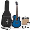 Gear4music Chitarra Elettroacustica con Amplificatore 15W Pacchetto per Principianti Blu