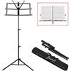 ffalstaff Leggio Musicale Robusto - Resistente - Stabile e Versatile con Altezza Regolabile - Porta Spartiti Con Molle Blocca Fogli - Richiudibile e Portatile con Borsa Impermeabile e Tracolla (Nero)