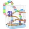 PawHut Gabbia per Criceti a 5 Livelli con Tubi, Ruota 46x30x58 cm Blu