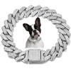 ONEFOJOJO Collare a catena per cuccioli bianco argento, catena cubana in metallo scintillante per cani, 15 mm di larghezza, collana per cuccioli di taglia piccola, media e grande (35.6 cm)