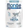 Generico MONGE Gatto Monoprotein Paté Trota - Kitten | alimento umido completo per gattini in accrescimento, senza conservanti e coloranti, monoproteico, Made in Italy, 12 bustine da 85 grammi.
