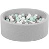 Petsona Piscina per Cani E Gatti in Morbida Schiuma, 90X30cm/200 Palline Colorate Area Giochi per Cani E Gatti Fodera Rimovibile E Lavabile, Grigio Chiaro: Bianco/Grigio/Menta