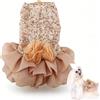 HERCHR Vestito per cani, gonna a palloncino con paillettes in stoffa per animali domestici, vestiti per costumi da sposa per l'estate del cucciolo di gatto(S-d'oro)
