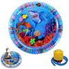 Generico Pet Water Bed, Ocean Breeze Splashland for Cat Dog, Cat Waterbed Toy with Fish, Thickened Anti-Scratch Water Mat, Feel Cool Comfort (Round C)