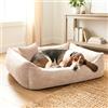 4L Textil Molly Cuccia Cane velluto a coste Beige Cuscino Cane Taglia Grande Cuscino per Cani sfoderabile e lavabile (120x100 cm, Beige)