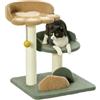 PawHut Albero Tiragraffi per Gatti 2 Piattaforme 43x39x52cm Multicolore | Lettini, Pallina Appesa, Rivestimento in Velluto