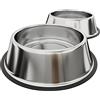 EGLEMTEK Set di 2 Ciotole Per Cani Gatti In Acciaio Inox Inossidabile Con Gomma Antiscivolo Alla Base Ciotola Cibo Croccantini Alimentazione Acqua Da 900 Ml Diametro 25 Cm Colore Argento