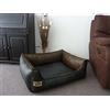 Hundebettenmanufaktur Cuccia, letto/poltrona per cani, in similpelle, 80 x 60 cm, colore: nero e marrone