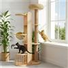 IYTBILQ Tiragraffi per Gatti Grandi Alto 190cm Lussuoso in Legno Massello con Palo Sisal Extra Lungo, Cuccetta Intrecciata, 3 Piattaforme per Saltare e Capsula Spaziale,Gatti di Taglia Grande e Multi-Gatto
