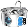 AONBOY Fontanella per Gatti con Finestra Trasparente, AONBOY 3.2L Fontana per Gatti in Acciaio Inox, 6 Pezzi Filtro + 3 Pezzi di Spugna, Emisferico, Filtrazione Multipla, Pompa Silenziosa, Facile da pulire