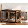 EUGAD 100cm Gabbia per Cani, Mobile Kennel per Cani da Interno, Kennel Cane in Legno con 2 Porte Ruote 360° Gabbie per Cane Medio Grande, Dog Crate Arredamento Marrone Vintage 100x56x65cm