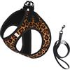 asbwuo Set di guinzaglio e pettorina per cani anti-tiro con motivo leopardato glitterato color rame, grazioso gilet riflettente regolabile per cani di piccola taglia, pettorina in rete traspirante per cucc