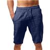 BFSWL Pantaloncini Uomo Estate Pantaloni in Lino con Vita Elastica Shorts Bermuda Pantaloni Estivi Uomo con Cordini Pantaloni da Spiaggia Sport Pantaloni da Tempo Libero in Lino Pantaloni in Tessuto