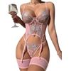 ssyyx Set di Lingerie Sexy con Ferretto con Spalline Push up Reggicalze, Nero, Large