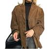 RICOCHO Donne Faux Suede Giacche Lapel Collar Suede Blazer Giacca Autunno Inverno Manica Lunga Moda Scamosciata Giacche