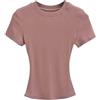 Generic T-Shirt da Donna a Maniche Corte Attillata con Scollo Rotondo Europeo e Americano Top Corto Esterno Elasticizzato Versatile di Base-Rosa-S