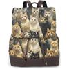 SSIMOO Zaino da donna in pelle con stampa di gatto, alla moda, borsa a doppia spalla con fibbia in metallo, nero, Taglia unica