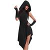 Vhersily Vestito Donna Punk Retro Sexy Da Strega Vintage Costume Vampiro Per Halloween Abito Gotico Con Cappuccio Stile Medievale In Vita Costume da Principessa Per Feste Rinascimentali Cosplay