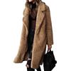 Shallood Donna Cappotto in Pelliccia Sintetica Midi Lungo Sciolto Morbidi Manica Lunga Caldo Risvolto Pelliccia Ecologica Giacca Donna alla Moda Cappotti Cammello 52