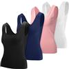 Toulite 4 Canotte Termiche da Donna, Biancheria Intima Senza Maniche, Canottiera in Cotone Caldo, Nero, Bianco, Rosa, Blu Scuro, S