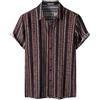 PARKLEES Camicia da uomo in cotone e lino con motivo vintage stampato vecchio stile casual a maniche corte button down camicie retrò, Blu e rosa., XX-Large